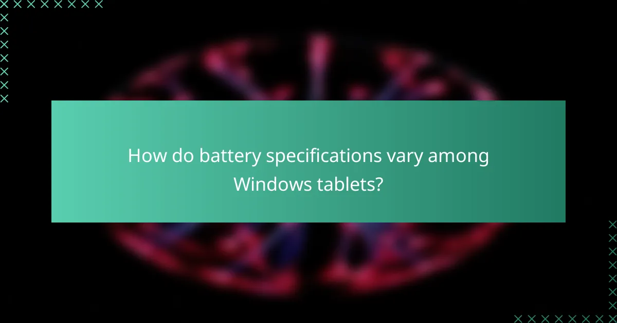 How do battery specifications vary among Windows tablets?
