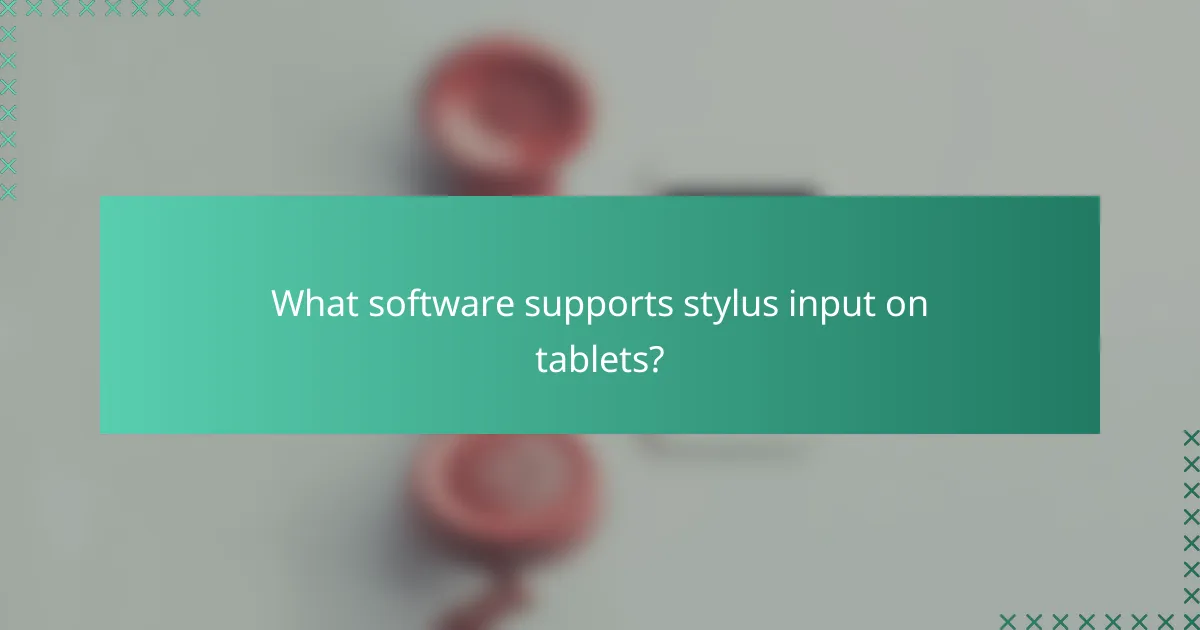 What software supports stylus input on tablets?